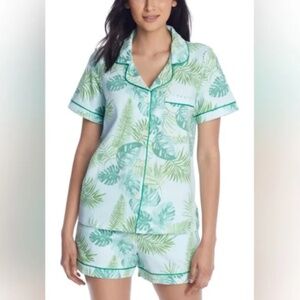 BedHead Pajama Set Short Sleeve Top & Shorts Tropical Print Women's Size XS